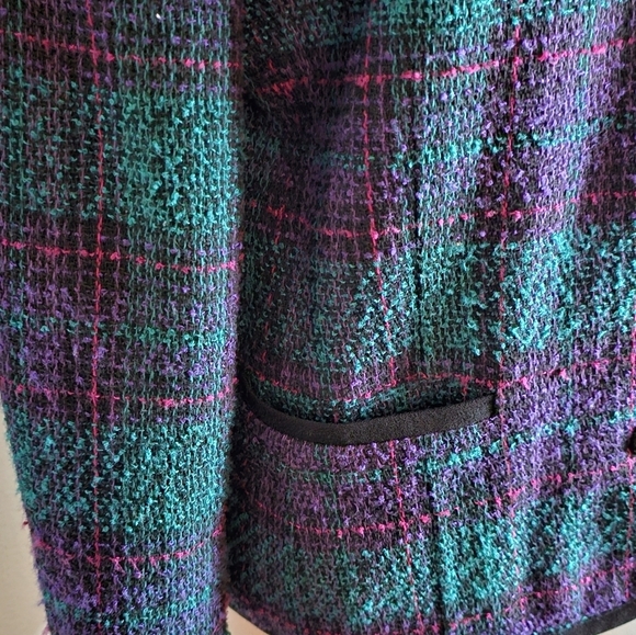 Vintage 80s/90s purple & teal plaid blazer - Picture 4 of 8